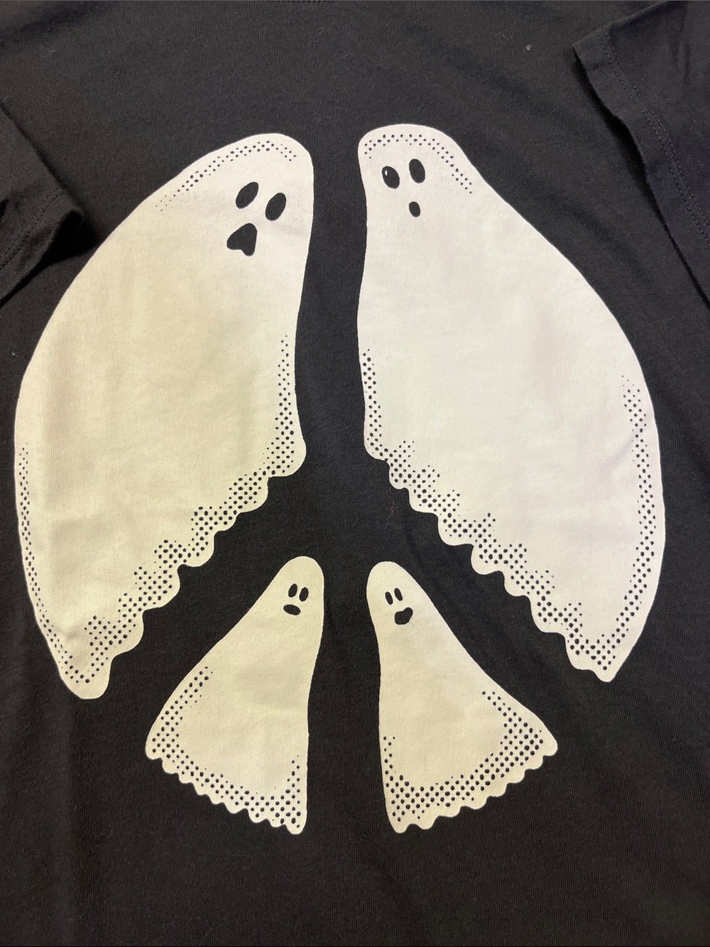 Old Navy Black Tee with White Ghost Peace Graphic - Picture 2 of 3